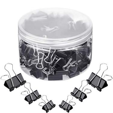 Imagem de 150 clipes de grampo de papel de presilhas de presilha de fichário tamanhos variados, Preto