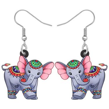 Imagem de DALANE Brincos fofos de elefante africano de anime de acrílico, pingentes, joias de animais da selva, presentes para mulheres e meninas, Medium, Acrílico, Sem pedra preciosa