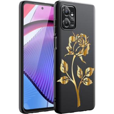 Imagem de Esakycn Capa para Motorola Moto G Power 5G 2023, capa de telefone preta de silicone com design de padrão rosa fina à prova de choque TPU macio meninas mulheres capa protetora para Moto G Power 5G 2023