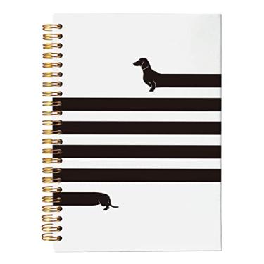 Imagem de VNWEK Caderno espiral de cachorro com salsicha longa Dachshund engraçado 14 x 21 cm, caderno espiral forrado com tema de cachorro, presentes para donas de Dachshund