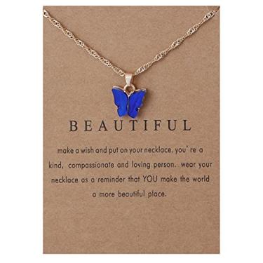 Imagem de Colar com pingente de borboleta de acrílico colorido, boêmio, ajustável, retrô, corrente de clavícula, inseto, animal, para mulheres, amigas, festa da amizade, joias para presente, 43.5cm+5cm