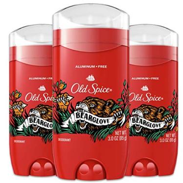 Imagem de Old Spice Desodorante masculino sem alumínio com proteção de 48 horas, aroma Bearglove, 85 g, pacote com 3