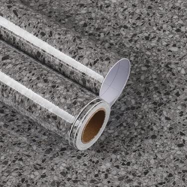 Imagem de YENHOME Papel de contato de granito preto 76.2 cm x 299.7 cm para bancadas à prova d'água granito descascar e colar bancadas para cozinha banheiro papel de parede de mármore brilhante de vinil para