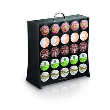 Imagem de Mind Reader Armazenamento de cápsulas de café de porção única, capacidade para 50 cápsulas de café, bancada, dupla face, 30 cm C x 10 cm L x 35 cm A, preto
