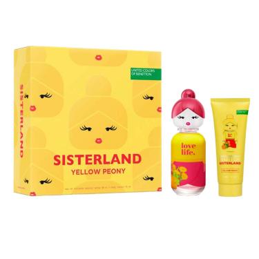 Imagem de Benetton Yellow Peony United Colors Sisterland Coffret - Perfume Feminino - Edt + Creme Corporal Kit