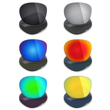 Imagem de Mryok 6 pares de lentes polarizadas de substituição para óculos de sol Ray-Ban RB4333D 55 mm - preto furtivo/vermelho fogo/azul gelo/titânio prateado/verde esmeralda/ouro 24K