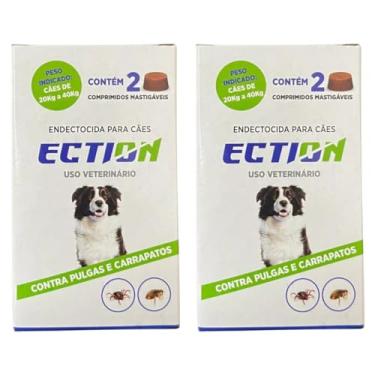 Imagem de Ection Anti Pulgas E Carrapatos 20kg a 40kg - Caixa Com 4 Comprimidos mastigáveis