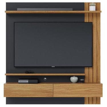 Imagem de Painel Para Tv Home Suspenso Juriti 1.5 Noce Milano Preto Acetinado - Colibri
