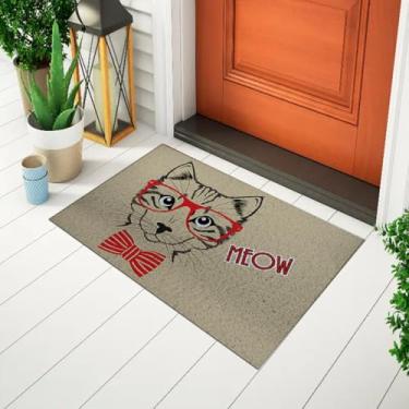 Imagem de Tapete Capacho Para Porta Decorativo e Criativo Desenho Estampado Pet - Gato Meow Ca1751
