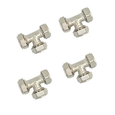 Imagem de M8011 Pacote com 4 novos encaixes em T iguais de 9,5 cm, compatível com conexões de linha de ar comprimido Rapidair Maxline