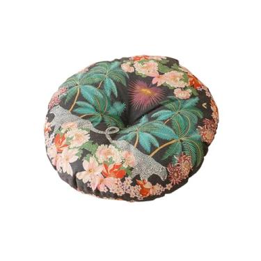 Imagem de IEUDNS Almofada de círculo de tapete de conveniente e fácil de usar almofada de cadeira decorativa almofada de chão redonda para jardim assistir TV, Padrão de Coqueiro