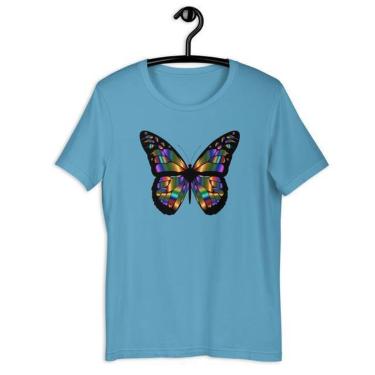 Imagem de Camiseta Blusa Feminina Borboleta Colorida-Feminino