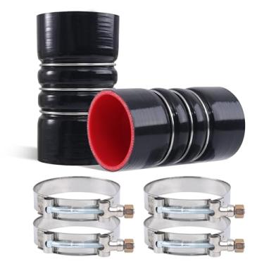 Imagem de Ailbiuko Conjunto de 2 mangueiras de silicone CAC Charge Air Cooler Hump 7,6 cm x 15,2 cm com braçadeira de parafuso T de aço inoxidável, kit de mangueira de entrada de ar e intercooler, 7,6 cm ID