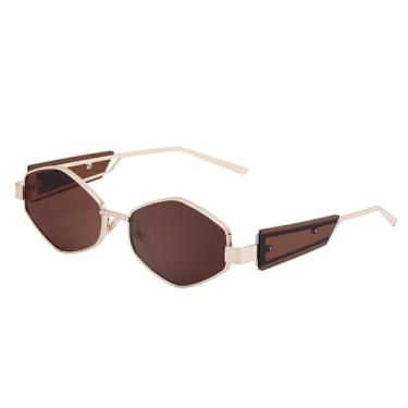 Imagem de HCHES Óculos de sol punk hexagonal de armação pequena, masculino e feminino, retrô, polígono, óculos de sol para homens, vintage, óculos de sol, UV400, 2, tamanho único