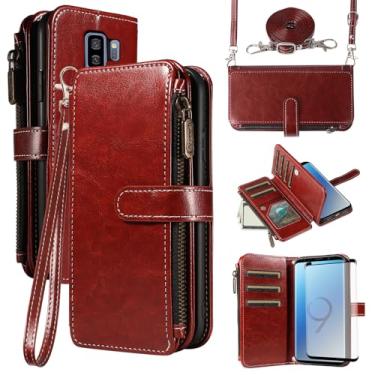 Imagem de Asuwish Capa de celular para Samsung Galaxy S9 Plus com protetor de tela de vidro temperado e cordão com zíper, porta-cartões, suporte, acessórios para celular S9+ 9S 9+ S 9 9plus S9plus feminino