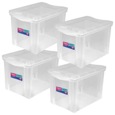 Imagem de 4 Caixa Organizadora Decorativa 30L Com Trava Transparente - Ordene