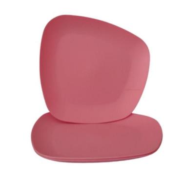Imagem de Jogo 03 Pratos Plastico Duro Resistente Refeições Rosa - Azzu