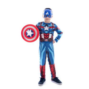 Imagem de Fantasias Capitão America Com Enchimento, Mascara E Escudo - Fantasia 