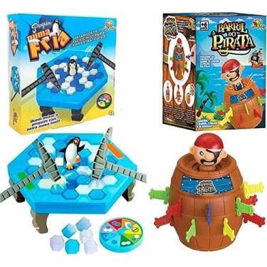 Imagem de Kit Jogo Pinguim Quebra Gelo + Jogo Pula Pirata Barril - Art Brink