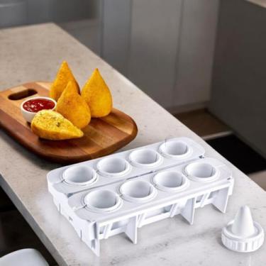 Imagem de Formas Fábrica Coxinhas Salgado Modelador Faz 8 Coxinhas Super Prático
