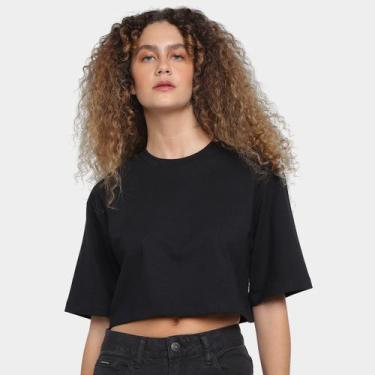 Imagem de Camiseta Calvin Klein Logo Hotfix Feminina, Preto, M