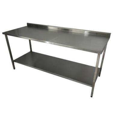 Imagem de Mesa de Aço Inox Industrial 190x70x90 cm com 1 Prateleira Plano Liso c