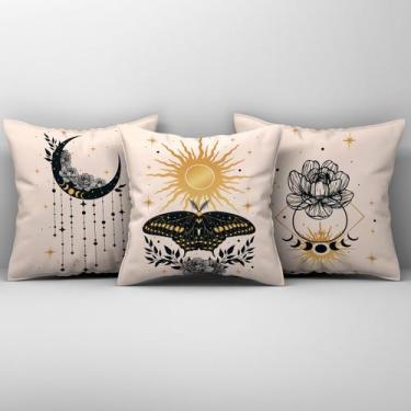 Imagem de Kit Trio Capas de Almofadas Fases da Lua Estampadas em Veludo Suede 45