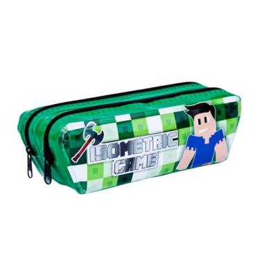 Imagem de Estojo Escolar Duplo Ideal Menino Oraganizador Game Verde - Trilharty