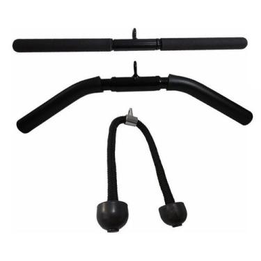 Imagem de Kit 3 Puxadores Triceps Pulley Reto Curvo Com Giro Corda - Famafit