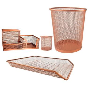 Imagem de Kit Escritório Lixeira, Organizador de Mesa, Bandeja Organizadora e Po