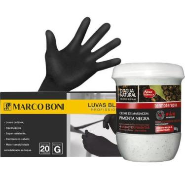 Imagem de Kit creme de pimenta negra 650g e 10 pares luvas latex g proteção marc