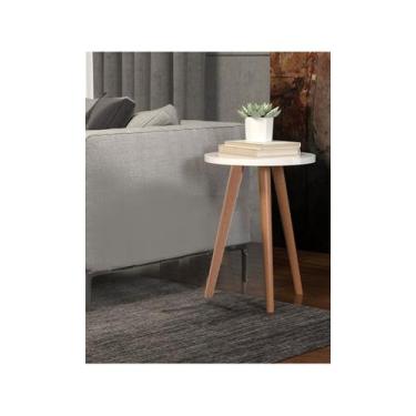 Imagem de Mesinha Para Apoiar Revistas De Mdf Branco Redonda - Colomi