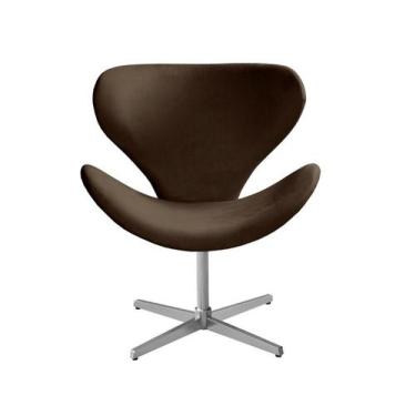 Imagem de Poltrona Decorativa Isis Swan Cadeira Giratória Pé Metal Escritório, H