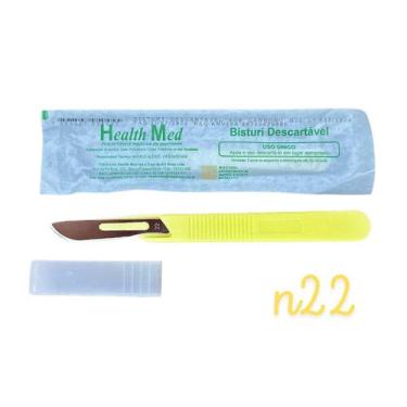 Imagem de Bisturi descartável Health Med em Aço Carbono, 22