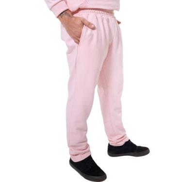 Imagem de Calça Moletom Masculina Reta Lisa de Algodão - Arraia Maori, M, Rosa b
