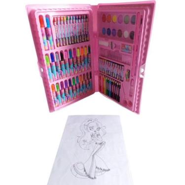 Imagem de Kit Estojo Material Escolar Infantil Para Pintura Maleta Com 86 Peças 
