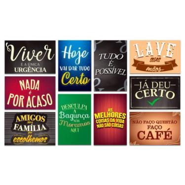 Imagem de Kit 10 Placas Decorativas Frases Motivacionais Mdf 20x13 cm - Art Prin