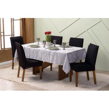 Imagem de Toalha de Mesa 6 Cadeiras 2,20 x 1,35 Jacquard Luxo Cozinha Sala de Ja