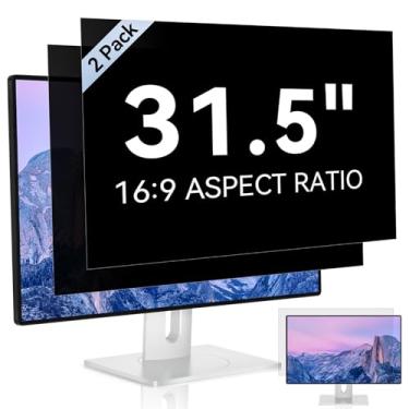 Imagem de [Pacote com 2] Tela de privacidade de computador de 31,5 polegadas para monitor widescreen com proporção de 16:9, filtro de privacidade para monitor de computador antirreflexo com luz azul, filtro de privacidade, antiarranhões removível de 31 polegadas