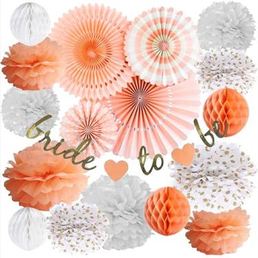 Imagem de Conjunto de decorações de chá de panela Vidal Crafts, decoração de festa de despedida de solteira, faixa de noiva, kit de decoração de mesa de sobremesa, artigos de celebração de casamento, fãs de papel, pompons, colmeia de mel