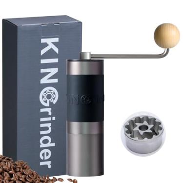Imagem de KINGrinder Moedor manual de café K2 com cabo reto para prensa francesa, gotejamento, café expresso com consistência de montagem, moedor de rebarbas cônicas de aço inoxidável, capacidade de 25 g