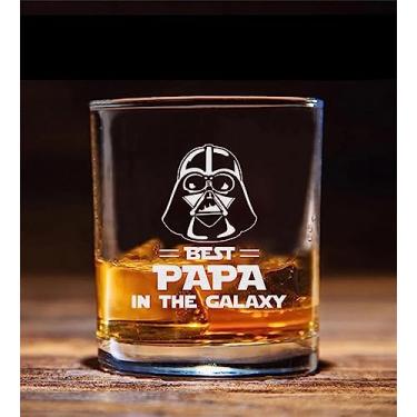 Imagem de QPTADesignGift Copo de uísque Best Papa In The Galaxy - Presente Star Wars - Darth Vader - Copo de uísque Papa - Dia dos Pais - Presente de aniversário para pai - Tio - Avô da filha filho esposa