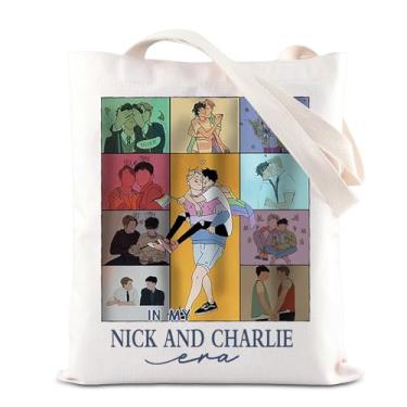 Imagem de In My Nick And Charlie Era, Sacola LGBT Orgulho Gay Bookish Gifts Heart Stopper Folhas, Sacola de Compras Presente Inspirado em Filmes LGBT, Bolsa Nick Gay, Large