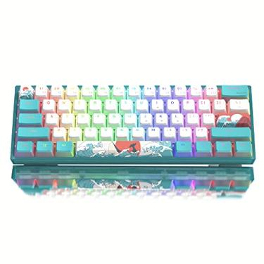 Imagem de Teclado mecânico Womier 60%, teclado gamer com fio RGB WK61, teclado cremoso de troca rápida com teclas PBT, interruptor vermelho linear para Windows/MAC (azul)
