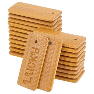 Imagem de PH PandaHall 60 peças de pingentes de madeira em branco, sem tintura, retangular, etiquetas de presente de bambu, etiquetas, chaveiro para garrafas de vinho, artesanato, decoração de casa