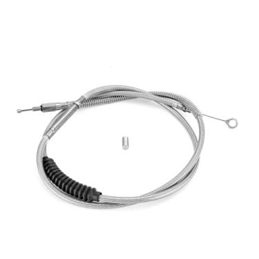 Imagem de Mofun Stainless Steel Clutch Cable Motorcycle 72 11/16" Extended Length Fit 16"-18”Handlebar Compatible with Harley Big Twin 1987-2006, Fit Low Rider Fat Boy Sport Glide Heritage Softail, Chrome