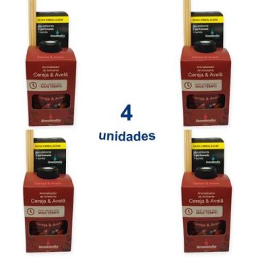 Imagem de Kit 4 Aromatizador Ambiente de Cereja com Avelã  280ml Difusor Casa Va
