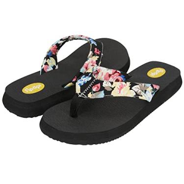 Imagem de Floopi Chinelos para mulheres, tapete de ioga, tanga feminina, sandálias femininas de praia, com sola antiderrapante para uso interno e externo, 1 preto, 35