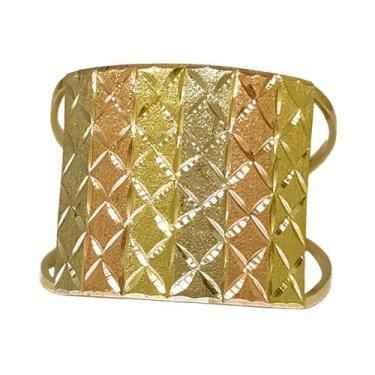 Imagem de Anel Em Ouro 18k 750 Chapa Tricolor, 16
