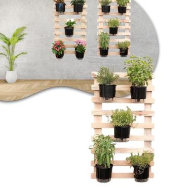 Imagem de Jardim Vertical Madeira 70x90 Modular Floreira Horta Treliça - Pratic